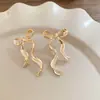 Princesa em Fuga~ Estilo Coreano Ins Rosa Super Brilhante Grande Laço Brilhante Brincos Exagerados Únicos para Mulheres