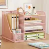 Suporte de Armazenamento de Arquivos, Suporte Vertical Simples de Mesa para Arquivos em Camadas, Suporte de Armazenamento de Livros Multifuncional para Escritório, Grande Capacidade