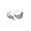 Anel Vintage Angelical e Demoníaco Desgastado Anel de Dedo Masculino Tendência Personalizado Anel Dividido Anel de Asas Anti-Prata Tailandesa