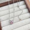 Collar de lazo de plata esterlina S925 para mujer, rosa, niña, corazón, nicho de lujo ligero, dulce cadena para clavícula, collar de alta gama