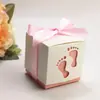 Caixa de doces com tampa superior e inferior vazada para carrinho de bebê, caixa de presente para festa de aniversário, caixa de papel de urso vazado com fita