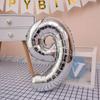 Globo digital de aluminio de 32 pulgadas para cumpleaños de bebés y niños, diseño de accesorios de apertura para escena de habitación dorada y plateada