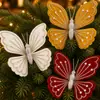 Decoraciones de mariposas artificiales más vendidas transfronterizas, adornos pintados de colores para Navidad, creando una atmósfera festiva, accesorios para colgar en el árbol de Navidad