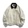 Rumeng marca de moda de rua retrô estilo japonês, jaqueta color block com gola alta, outerwear casual de trabalho solto para outono, para casais