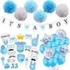 46 Piezas Suministros para Fiesta de Globos para Niños BABYSHOWER Kit de Decoración Revelación de Sexo Banner para Niños Bola de Flor de Papel