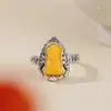 Yuebao Joias Cera de Abelha Prata Esterlina S925 Buda Shakyamuni Maitreya Anel Estilo Étnico Retrô Antigo Fábrica Dropshipping