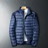 Jaqueta de Algodão Leve Outono Inverno Nova Masculina Fina Gola Alta Curta Com Capuz Solta Casual Quente Casaco de Inverno