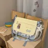 Bolsa japonesa estilo ins de um ombro para mulheres, moderna, para o campus, fofa, versátil, grande capacidade, para estudantes do ensino fundamental II e médio, transversal, bolsa para cursinho