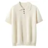 Estilo Novo Outono/Inverno Gola Polo Feminina Tricô 100% Caxemira Pura Manga Curta Feminina Respirável Casual Elegante Simples Camiseta
