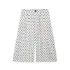 Atacado de roupas femininas transfronteiriças estilo europeu e americano verão novo moda versátil perna reta estampa de bolinhas cropped calça casual