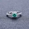 Anillo de Moissanita Femenino 1 Quilate Cobre Puro Chapado en Platino Anillo de Diamante Cuadrado Princesa Diamante Azul Verde Cristal Anillo de Boda
