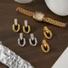 Pendientes de Acero de Titanio Elegantes y Discretos, Lujo Ligero y Sensación de Alta Gama, Versátiles para el Día a Día, Acero Inoxidable Resistente al Desgaste, Joyería Transfronteriza para Mujer