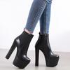 Botines Cortos para Mujer para Otoño e Invierno, con Plataforma Alta, Forro de Felpa, Tacones Gruesos, Tallas Pequeñas, Botas Martin Cool y Elegantes, Impermeables, Tallas Grandes, Tacones Altos