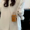 Mini bolso cilíndrico transfronterizo para mujer, nuevo bolso tipo cubo de hombro personalizado, bolso bandolera con cadena para lápiz labial y monedero