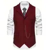 Traje Casual de Chaleco para Hombre Nueva Colección Primavera 2026 Talla Europea Chaleco Retro con Solapa y Cadena para Hombre