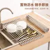 Cozinha Doméstica Aço Inoxidável Cortina de Drenagem Armazenamento Dobrável Pia Multifuncional Rack de Drenagem Escorredor de Louça Rack de Armazenamento