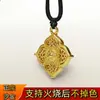 Nueva Tienda de Oro Mismo Estilo Método Antiguo Oro Arena Incrustado con Diamantes Patrón de Tallo de Caqui Heredado Colgante Man Ting Fang Joyería Resistente al Fuego y de Color Duradero
