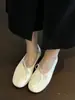 Chuyuji 2026 Verano Nuevos Zapatos Planos de Ballet Vintage Suaves con Punta Redonda Poco Profunda, Lazo y Pliegues para Mujer