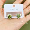 Pendientes de Plata de Ley S925 con Aguja, Amor Ovalado, Corindón Rojo Microincrustados con Diamante, Zircón Rosa Oliva, Moda Europea y Americana para Mujer