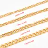Aço Titânio Corrente Plana Dupla Face Aço Inoxidável Galvanizado a Vácuo Ouro 18K DIY Colar de Mão Acessórios de Joias Corrente Cubana