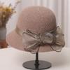 Sombrero de Copa Elegante de Moda con Lazo de Organza Estilo Coreano Sombrero de Cuenca Pequeño con Visera Estilo Japonés para Mujer Sombrero de Sombrilla para Primavera y Verano