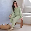 Pijama para Mujer Estilo Primavera y Otoño Algodón Puro Manga Larga Pantalón Largo 2026 Nuevo Otoño Damas Madres de Mediana Edad Ropa de Casa 100% Algodón