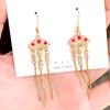 Aretes de Cara de Ópera de Pekín Cuchillo de Ópera para Mujer Ma Hua Dan Xiaosheng Aretes de Aguja de Plata S925 Abanico Plegable Simétrico Aretes de Celebridad de Internet Moda