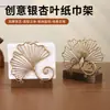 Porta Servilletas de Hierro Forjado Hoja de Ginkgo Grueso de Lujo Ligero, Portaservilletas Duradero para Mesa de Comedor de Hotel, Decoración de Estante de Almacenamiento