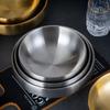 Tazón de Acero Inoxidable de Doble Capa para Fideos Fríos Estilo Coreano Dorado Cibernético Celebrado Polvo de Caracol Corea del Sur Fideos de Arroz Mixtos Aislado del Calor Tazón Grande para Sopa de Arroz Mixto