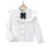 Camisas Infantis, Roupas Infantis para Exportação Atacado Splicing Renda Laço Camisas de Conjunto para Meninas, Camisas Básicas para Meninas, Trbottomy