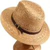 Sombrero de Vaquero Coreano Tejido de Paja de Ala Ancha para Hombres y Mujeres, Adecuado para Parejas, Sombrero de Playa de Verano con Ala Grande