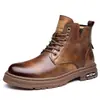 2025 Novas Botas de Outono e Inverno Jovens de Cano Alto Casuais Sapatos Masculinos Tendência Estilo Britânico Botas de Ruibarbo Botas Masculinas
