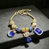 Pulseira Pan Jia Venda Quente Transfronteiriça Pulseira DIY Strass Azul Gato Lua Pentagrama Coração Joias da Moda