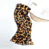 [Personalizado] Falda plisada, Falda plisada cómoda y con caída de estampado de leopardo, Falda de longitud media de cintura alta adelgazante para mujer