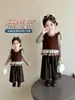 Conjunto de Tres Piezas de Chaleco de Punto Estilo Bosque para Niñas 2026 Otoño Nueva Moda Pantalones Anchos para Niños Conjunto de Primavera y Otoño