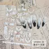 Pegatinas para uñas con diseño de cruz de encaje estilo francés, estilo punk vintage con pedrería, perlas y moños, parches para uñas dulces y geniales