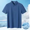 Camisa Polo Business para Homens Jovens e de Meia-Idade, Verão, Nylon Sem Costura, Alta Elasticidade, Manga Curta, Seda Gelada, Caimento, Casual, Manga Meia-Manga