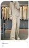 Conjunto de Duas Peças para Mulheres em Lã Pura: Suéter com Capuz Espesso de Sete Pontos em Lã 100% Solto Casual Outono/Inverno e Calça Reta de Perna Larga