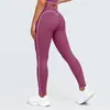 Nuevos pantalones de yoga de nylon de doble cara, con bloques de color transfronterizos, tacto nude, ajustados, de cintura alta y transpirables para mujer, adecuados para deportes, correr y fitness
