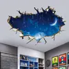 Comercio exterior transfronterizo pegatinas de pared tridimensionales que atraviesan la pared nubes luna paisaje pegatinas de pared decorativas para sala de estar fondo de pared removibles
