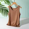 Chaleco de Algodón con Hilo y Cuello Redondo para Mujer, Camiseta Interior Anti-Exposición de Verano, Hombros Anchos para Cubrir los Pechos, Top sin Mangas con Tirantes Internos