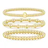 Conjunto de Três Peças de Pulseira com Contas de Aço Inoxidável Letras A-Z Estilo Amazon, Não Desbota, Joia Fashion Retrô