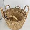 Cesto Simples de Palha para Armazenamento Transfronteiriço Estilo Nórdico Rattan Tecido à Mão Cesto de Flores Grande Capacidade Enfeites de Decoração de Chão Novo