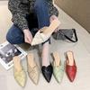 Zapatos de Mujer 2024 Primavera Nuevo Estilo Pantuflas Cerradas de Punta para Mujer Sandalias de Tacón Grueso de Moda para Exterior Venta al por Mayor