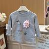 Sudadera Casual de Dibujos Animados Tridimensionales de Nuevo Estilo para Niñas de Primavera y Otoño, Algodón Puro, Versátil Estilo Coreano, Moderna y a la Moda para Bebés