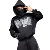 Sudadera con capucha holgada para hombre y mujer, estilo Hip-Hop Rock Deportivo Oscuro Europeo y Americano, con estampado de letras, Sudadera sencilla, Pantalones de chándal