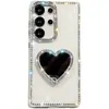 Funda para Teléfono con Soporte en Forma de Corazón, Espejo, Diamantes Brillantes, IMD, Estilo Girly, Adecuada para Apple 17Air Niche 16E 13Promax