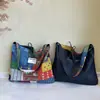 Set Bolsa de Lona Rayada Doble Cara Estilo Coreano Moda Bolso Tote Casual Bolso de Hombro Simple Versátil Gran Capacidad