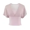 Estilo puramente seductor, top tipo tubo falso de dos piezas, nuevo modelo de verano, entallado a la cintura, corte ajustado, longitud corta, camiseta sexy de manga corta