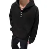 Sudadera con capucha de botones estilo retro americano turquesa para otoño e invierno para hombre, chaqueta de calle resistente de ajuste limpio para pareja